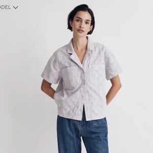 MADEWELL | Textured Checkerboard Button-Up Shirt, Dusty Lavender Purple, Size L
